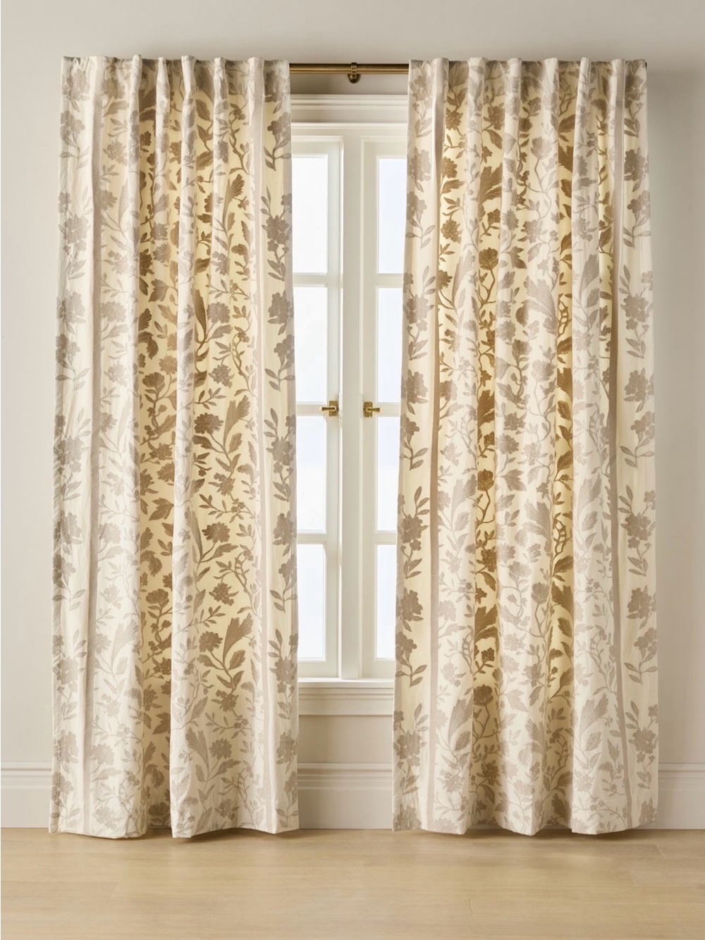 Anthropologie Francine Woven Cotton Floral Curtain NEW 84”x50 1 Panel